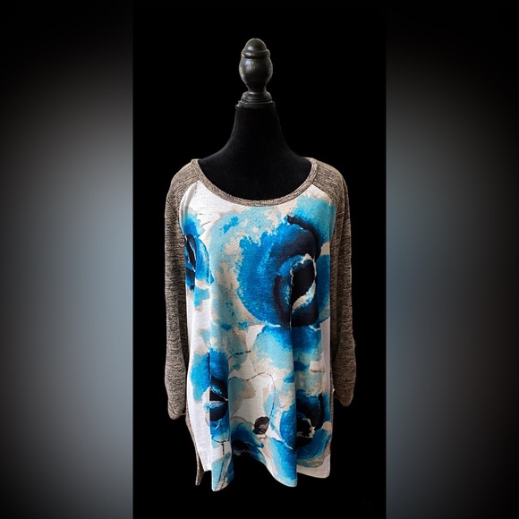 Style & Co: Floral Top Knit Blouse - Picture 3 of 17